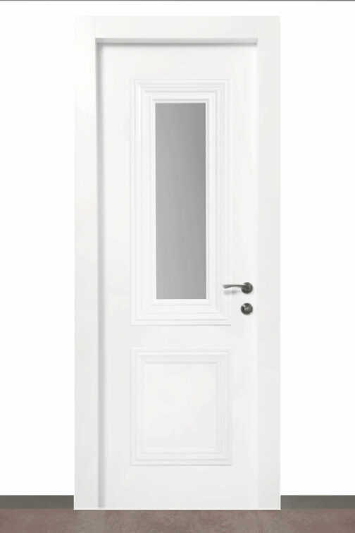 דלת פולימר לבן דגם Harmony עם זיגוג